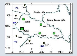 Остаточна схема розташування референцних станцій на території Закарпатської обл.
