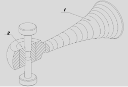 Ультразвукова прес-форма з радіальним підбиттям коливань через стрижневий експонентний концентратор.