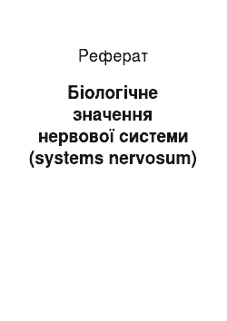 Реферат: Біологічне значення нервової системи (systems nervosum)