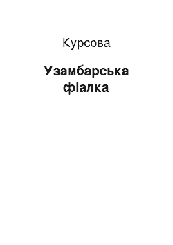 Курсовая: Узамбарська фіалка