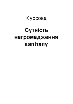 Курсовая: Сутність нагромадження капіталу