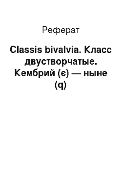 Реферат: Classis bivalvia. Класс двустворчатые. Кембрий (є) — ныне (q)