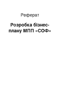 Реферат: Розробка бізнес-плану МПП «СОФ»