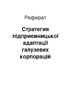 Реферат: Стратегия підприємницької адаптації галузевих корпорацій