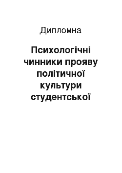 Дипломная: Психологічні чинники прояву політичної культури студентської молоді