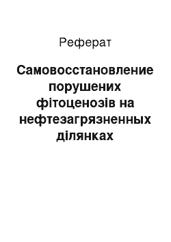 Реферат: Самовосстановление порушених фітоценозів на нефтезагрязненных ділянках суходолов і верхових боліт