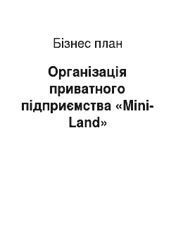 Бизнес-план: Організація приватного підприємства «Mini-Land»