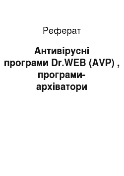 Реферат: Антивірусні програми Dr.WEB (AVP) , програми-архіватори