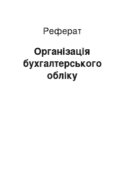 Реферат: Организация бухгалтерського учета