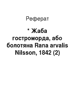 Реферат: * Жаба гостроморда, або болотяна Rana arvalis Nilsson, 1842 (2)