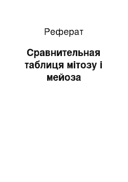 Реферат: Сравнительная таблиця мітозу і мейоза